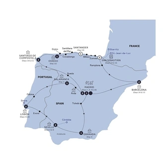 tourhub | Insight Vacations | Grand Spain & Portugal - End Madrid, Classic Group | Tour Map
