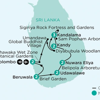 tourhub | APT | Heritage, Nature and Cultivated Gardens of Sri Lanka | Tour Map