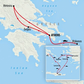 tourhub | On The Go Tours | Jewels of Greece and Aegean Islands - 8 Days | Tour Map