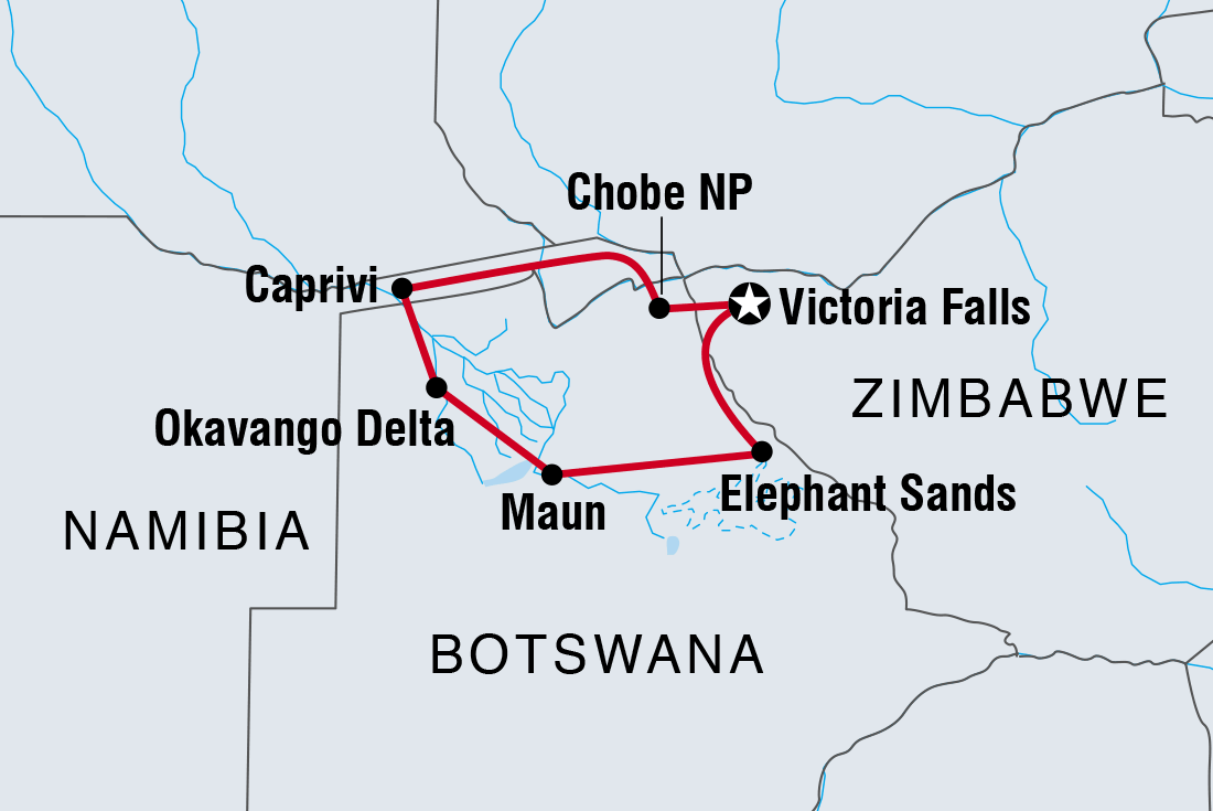 tourhub | Intrepid Travel | Botswana Highlights | Tour Map