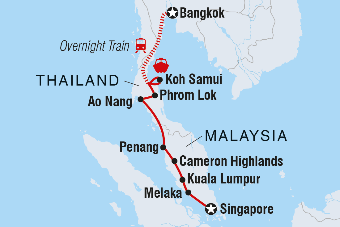 tourhub | Intrepid Travel | Real Bangkok to Singapore | Tour Map