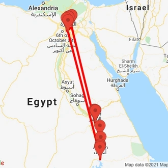 tourhub | Egypt Best Vacations | 8 Day Egypt Tour: Cairo, Luxor, Aswan And Nile Cruise | Tour Map