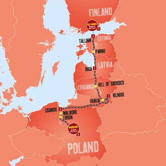 tourhub | Expat Explore Travel | Helsinki To Warsaw New Year | Tour Map