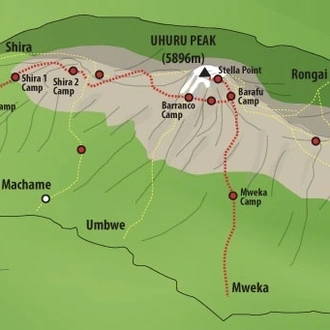 tourhub | Widerange African Safaris | 8 days Lemosho route Kilimanjaro hiking group joining package for 2023,2024,2025 | Tour Map