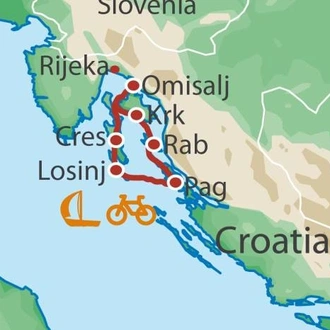 tourhub | UTracks | Kvarner Bay Bike & Boat | Tour Map