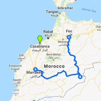tourhub | Morocco Private Tours | 4 Days Tour From Marrakech To Fes Via Sahara Desert. | Tour Map
