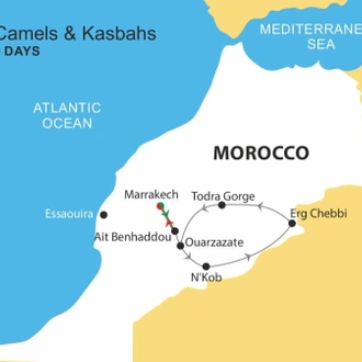 tourhub | Nomadic Tours | Camels and Kasbahs Family Tour 9 Days | Tour Map
