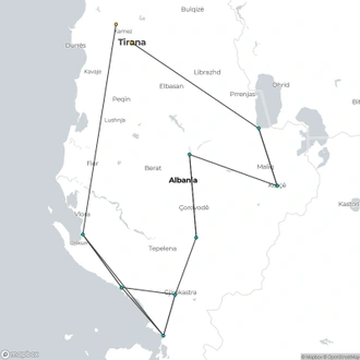 tourhub | The Natural Adventure | Cycling the UNESCO Sites in Albania (Guided) | Tour Map