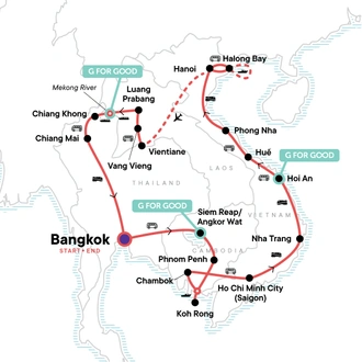 tourhub | G Adventures | Indochina Discovery: Seasides and Street Food | Tour Map