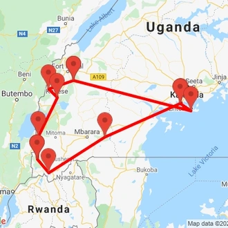 tourhub | Kent Safari Tours | 11 Days Classic Wildlife Of Uganda Tour | Tour Map