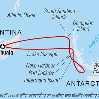 tourhub | Intrepid Travel | Journey to the Antarctic Circle (Ocean Endeavour) | Tour Map
