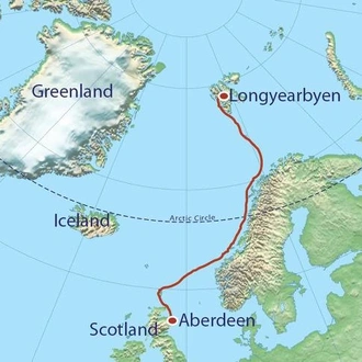 tourhub | World Expeditions | Crossing the Arctic Circle, Jan Mayen & Svalbard | Tour Map