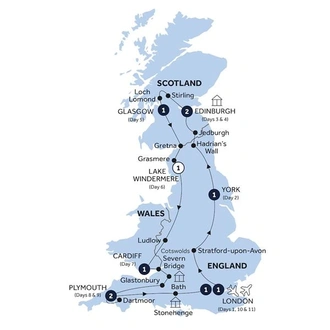 tourhub | Insight Vacations | Best of Britain - Classic Group, Winter | Tour Map