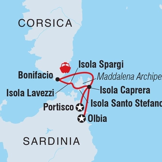 tourhub | Intrepid Travel | Sardinia & Corsica Sailing Adventure | Tour Map
