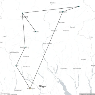 tourhub | UncleSam Holidays | Darjeeling and Gangtok Tour | Tour Map