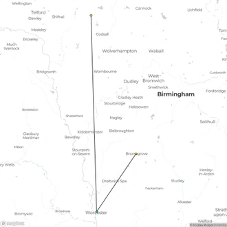 tourhub | Travel Editions | King On The Run: The Escape of Charles II after the Battle of Worcester | Tour Map