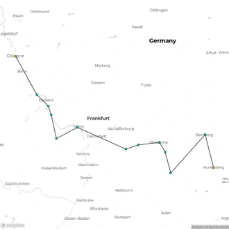 tourhub | Riviera Travel | Cologne, the Rhine Gorge & Medieval Germany River Cruise - MS George Eliot | Tour Map