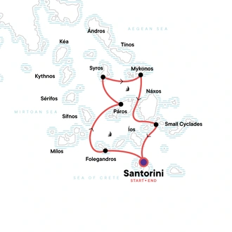 tourhub | G Adventures | Sailing Greece - Santorini to Santorini | Tour Map