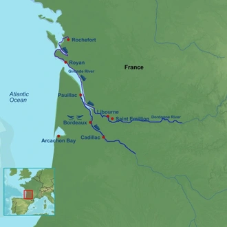 tourhub | Indus Travels | Enchanting Gironde, Garonne and Dordognes Cruise | Tour Map