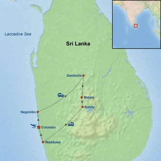 tourhub | Indus Travels | Picturesque Solo Sri Lanka Tour | Tour Map