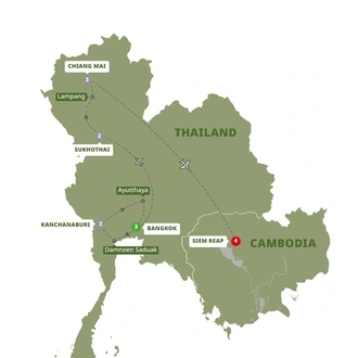 tourhub | Trafalgar | Thailand and the Temples of Angkor | Tour Map