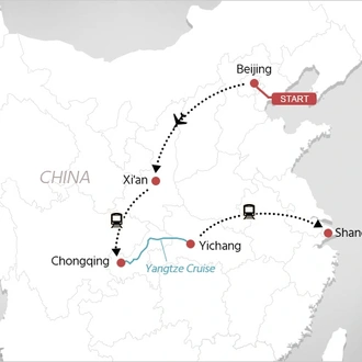 tourhub | Tweet World Travel | CHINA GOLDEN TRIANGLE AND YANGTZE CRUISE | Tour Map