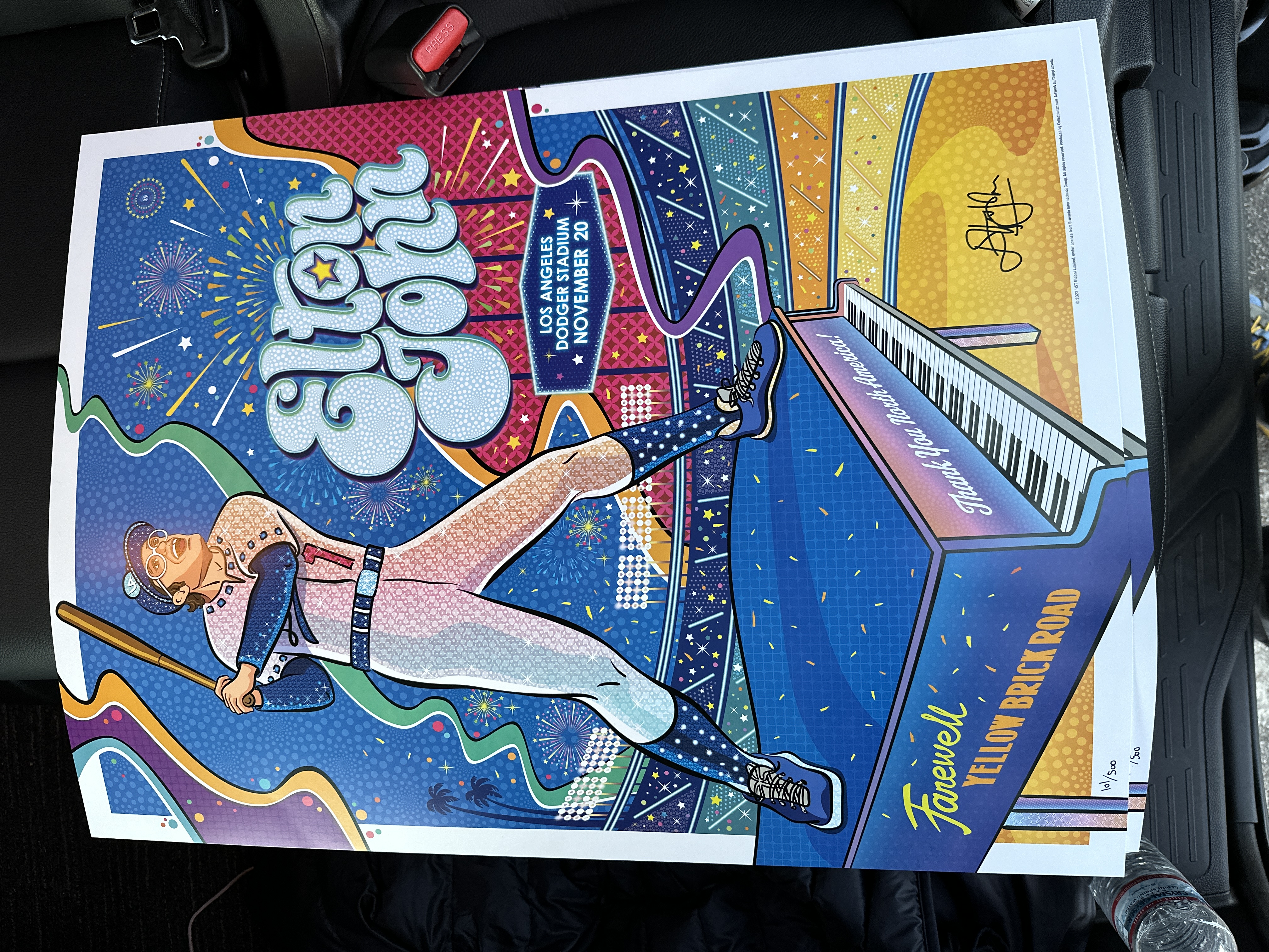 Art, New Elton John Yellow Brick Road Tour 223 Dodgers Stadium Poster  18x24