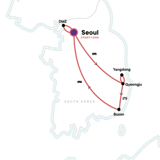 tourhub | G Adventures | Best of South Korea | Tour Map
