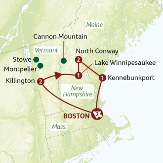 tourhub | Titan Travel | Ten Days of New England in the Fall | Tour Map