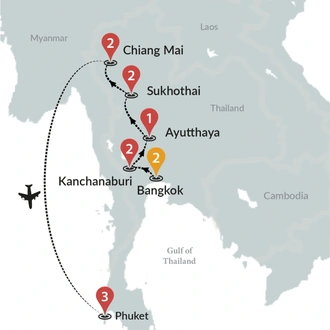 tourhub | Ciconia Exclusive Journeys | Treasures of Thailand with Phuket | Tour Map