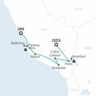 tourhub | Bamba Travel | Peru Highlights Adventure 14D/13N (from Lima) | Tour Map