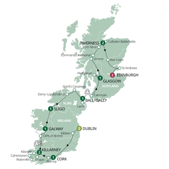 tourhub | Brendan Vacations | Best of Ireland & Scotland - Small Group | Tour Map