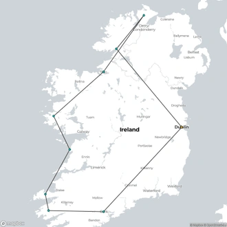 tourhub | BTOURS | Wild Atlantic Tour 10 Days | Ireland | Tour Map