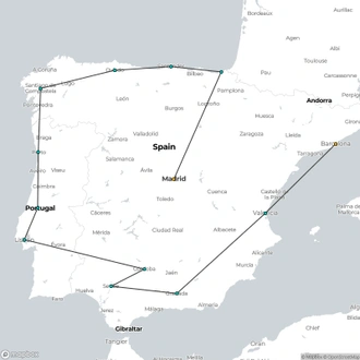 tourhub | Destination Services Spain | Madrid & Iberian Tour, 22 days | Tour Map