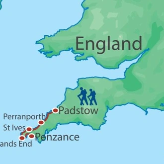 tourhub | Walkers' Britain | South West Coastal Path: Padstow to Penzance | Tour Map