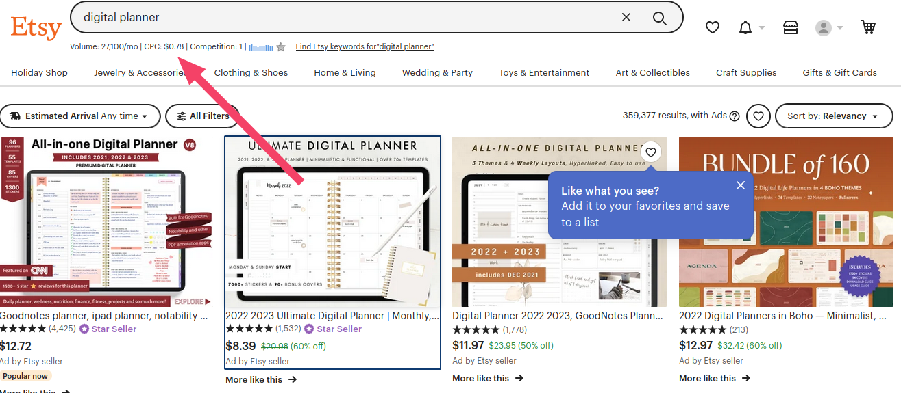 digital product planner etsy