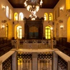 A view of the ark from the bimah (tebah), Maimonides Synagogue, Cairo, Egypt. Joshua Shamsi, 2017. 