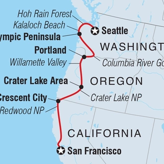 tourhub | Intrepid Travel | San Francisco to Seattle | Tour Map