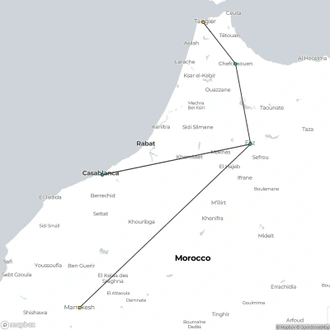 tourhub | Morocco Magic Trip | 5 Day Tour From Tangier To Marrakech (Private) | Tour Map