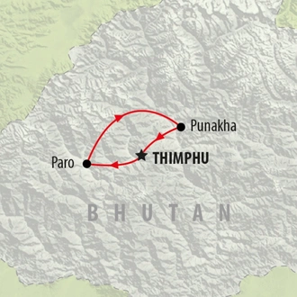 tourhub | On The Go Tours | Thimphu Festival - 8 days | Tour Map