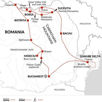 tourhub | Explore! | Best of Romania and the Danube Delta | Tour Map