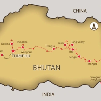 tourhub | SpiceRoads Cycling | Mystical Bhutan | Tour Map