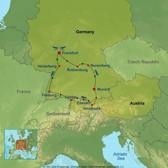 tourhub | Indus Travels | Romantic Germany Self Drive | Tour Map