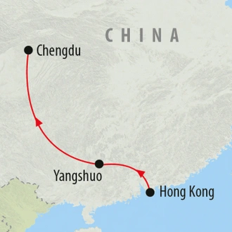 tourhub | On The Go Tours | Hong Kong to Chengdu -  9 days | Tour Map