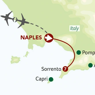 tourhub | Saga Holidays | Highlights of the Beautiful Amalfi Coast | Tour Map