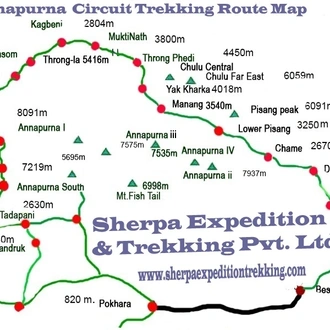 tourhub | Sherpa Expedition & Trekking | Annapurna Circuit Trek 15 Days | Tour Map