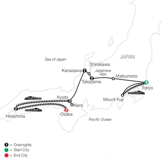 tourhub | Globus | Visions of Japan with Hiroshima & Osaka | Tour Map