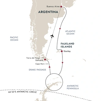 tourhub | HX Hurtigruten Expeditions | Antarctica and Falklands Expedition | Southbound | Tour Map