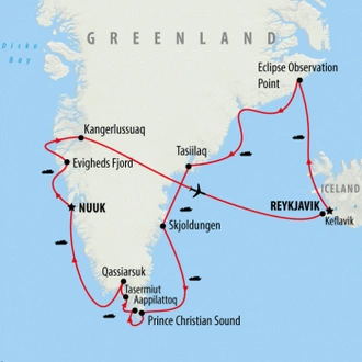 tourhub | On The Go Tours | Greenland Solar Eclipse 2026 - 13 days | Tour Map