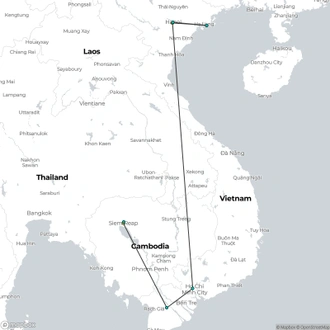 tourhub | Realistic Asia | Vietnam and Cambodia Glimpse In 9 Days | Tour Map